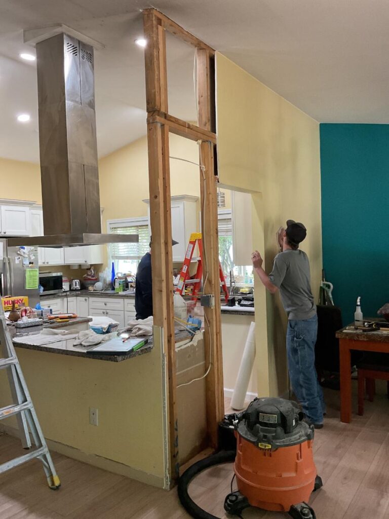 Restoration in progress after a kitchen fire